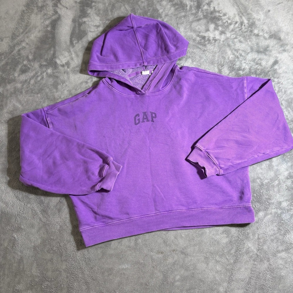 GAP Heavy Cotton Soft Crop Logo Hoodie Neon Purple Size Small, Great Condition
